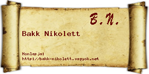 Bakk Nikolett névjegykártya